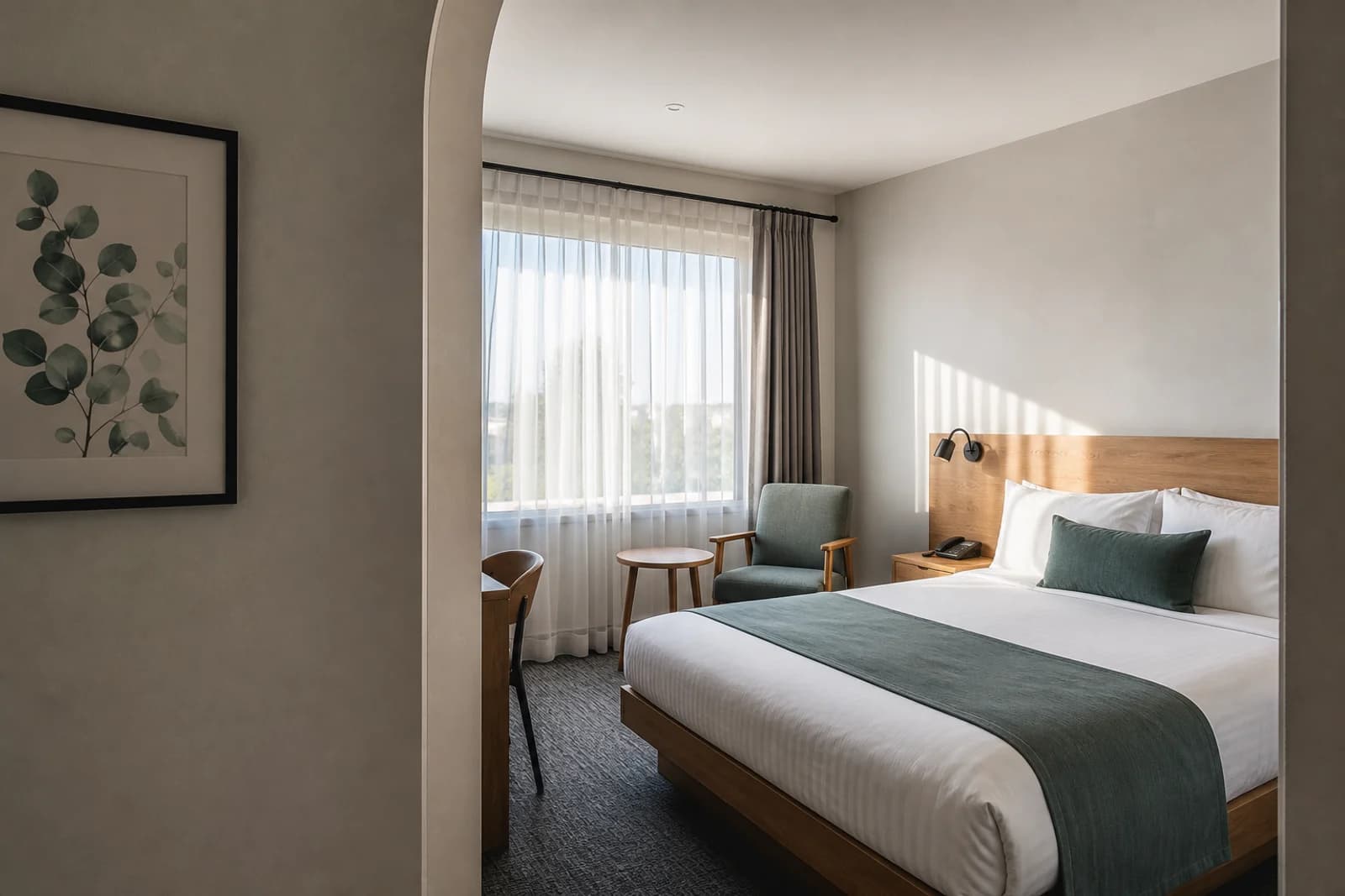 ห้องพัก Serein Hotel ในบรรยากาศแสงธรรมชาติยามเช้า